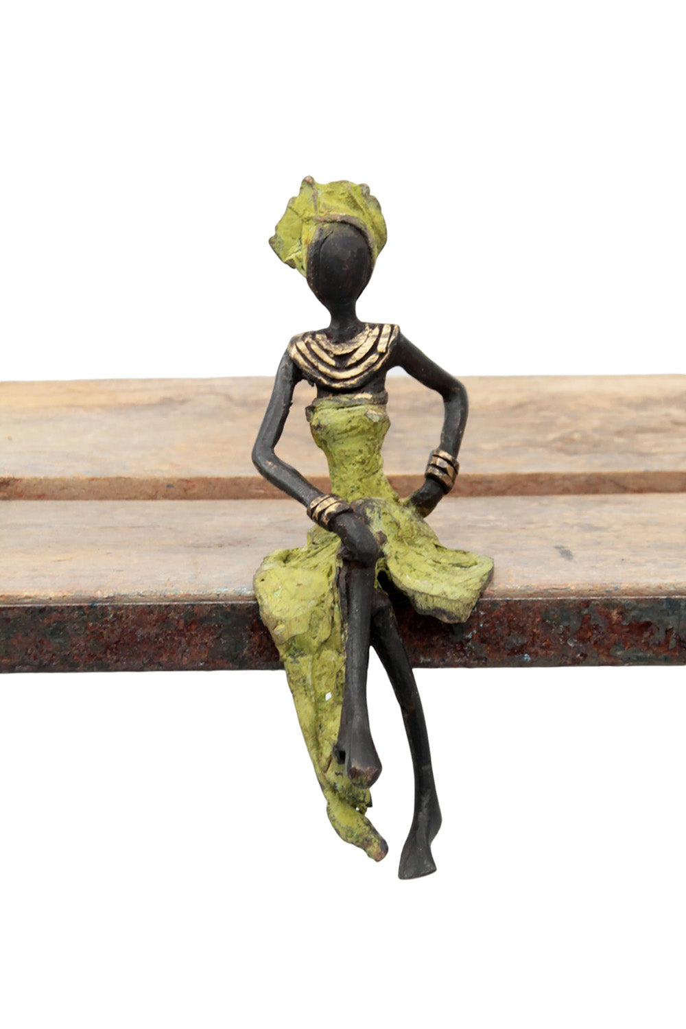Bronze assis 15 cm vert n°7 