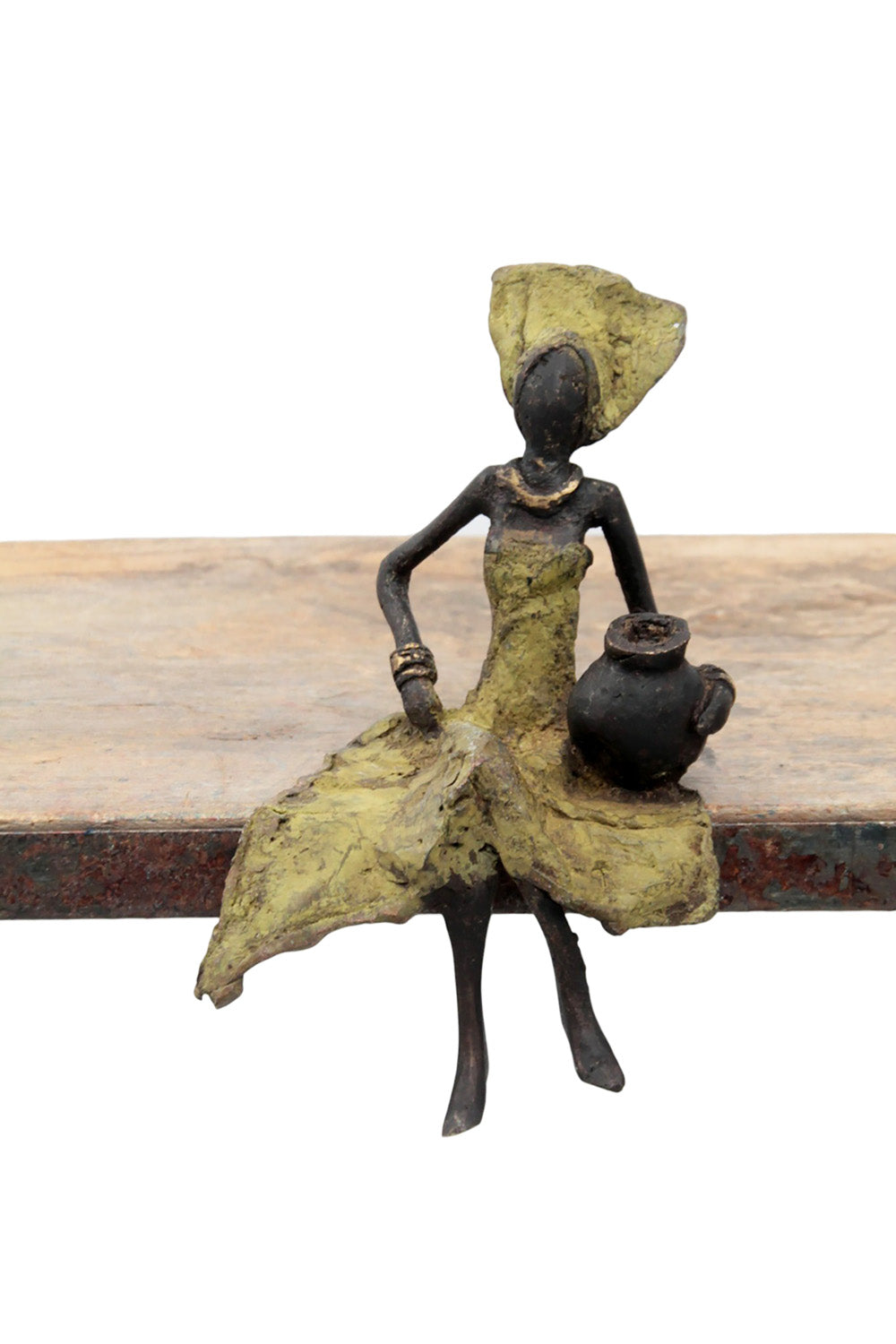 Bronze assis 15 cm vert n°8 