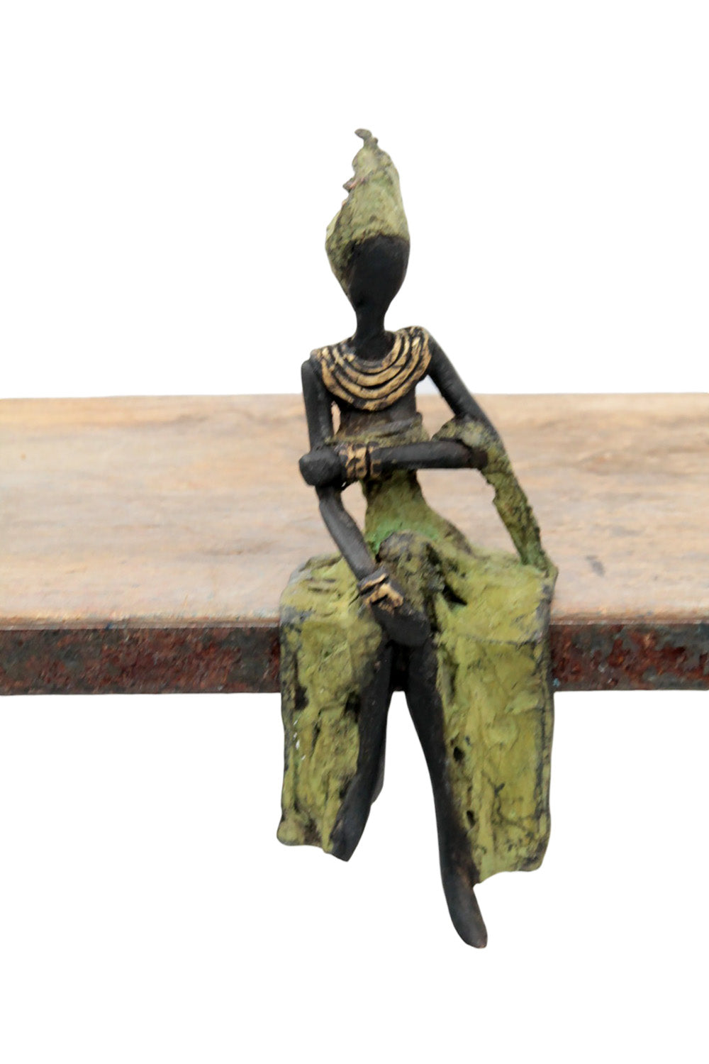 Bronze assis 15 cm vert n°9 