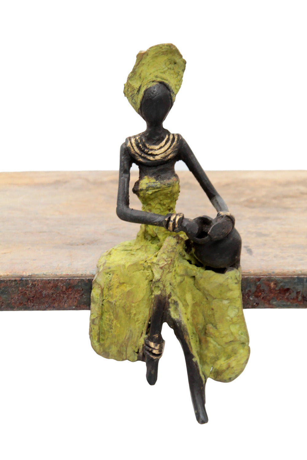 Bronze assis 15 cm vert n°10 