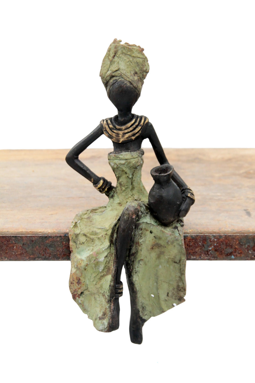 Bronze assis 15 cm vert n°12 