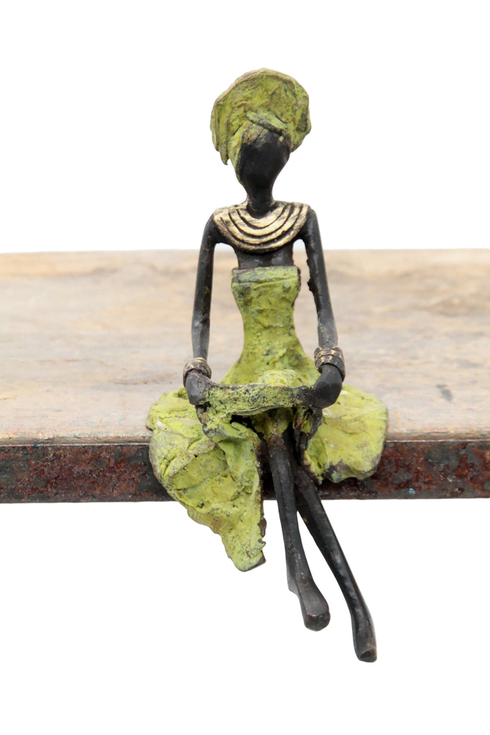 Bronze assis 15 cm vert n°13 