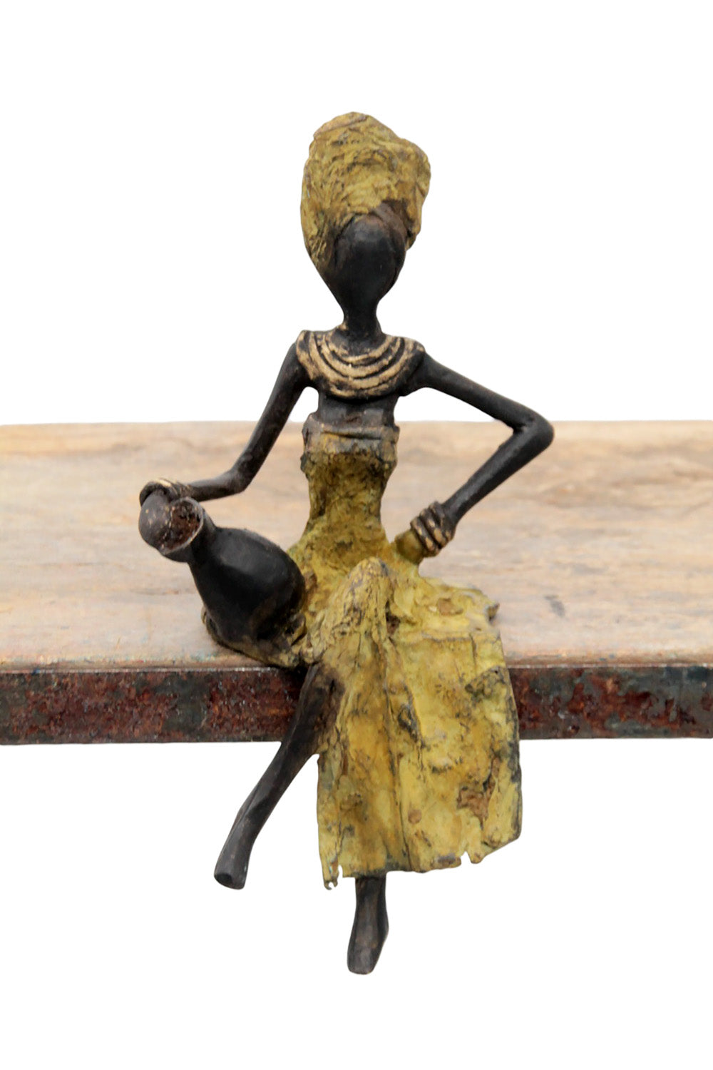 Bronze assis 15 cm vert n°14 