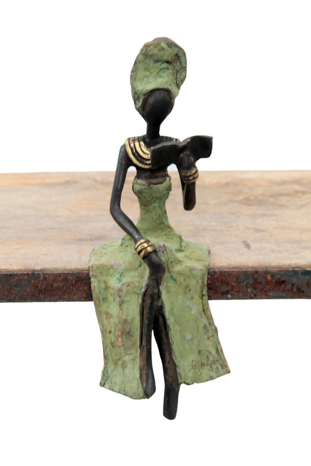 Bronze assis 15 cm vert n°15 