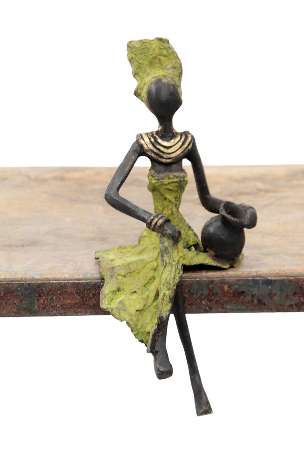 Bronze assis 15 cm vert n°18 