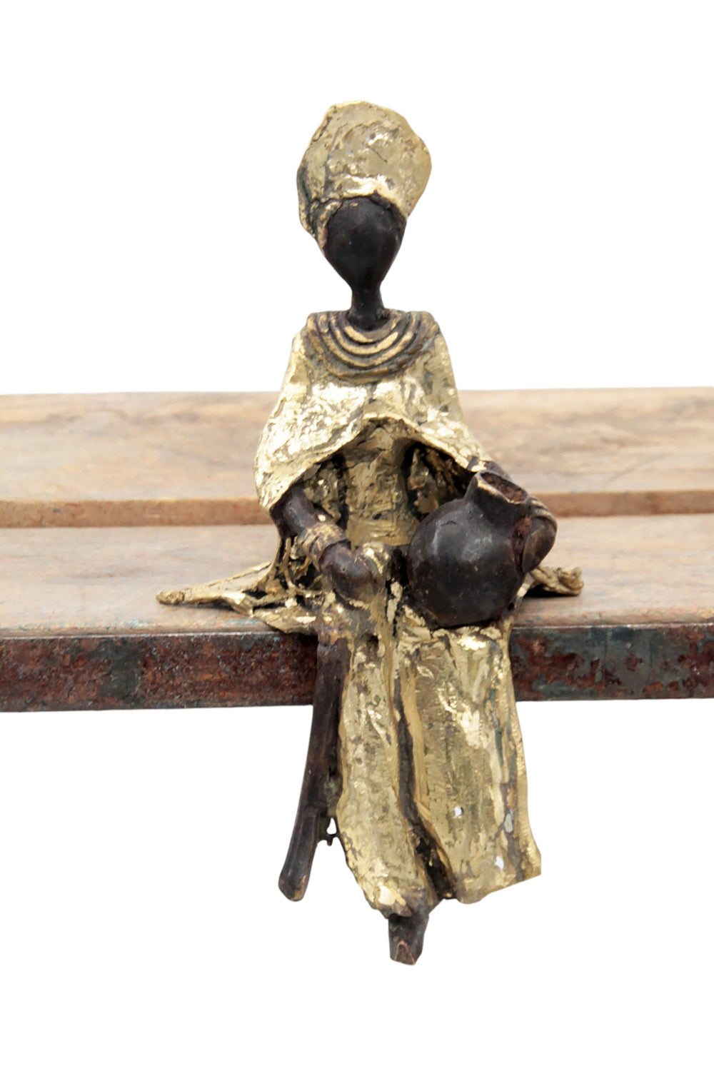 Bronze assis 15 cm doré n°1 