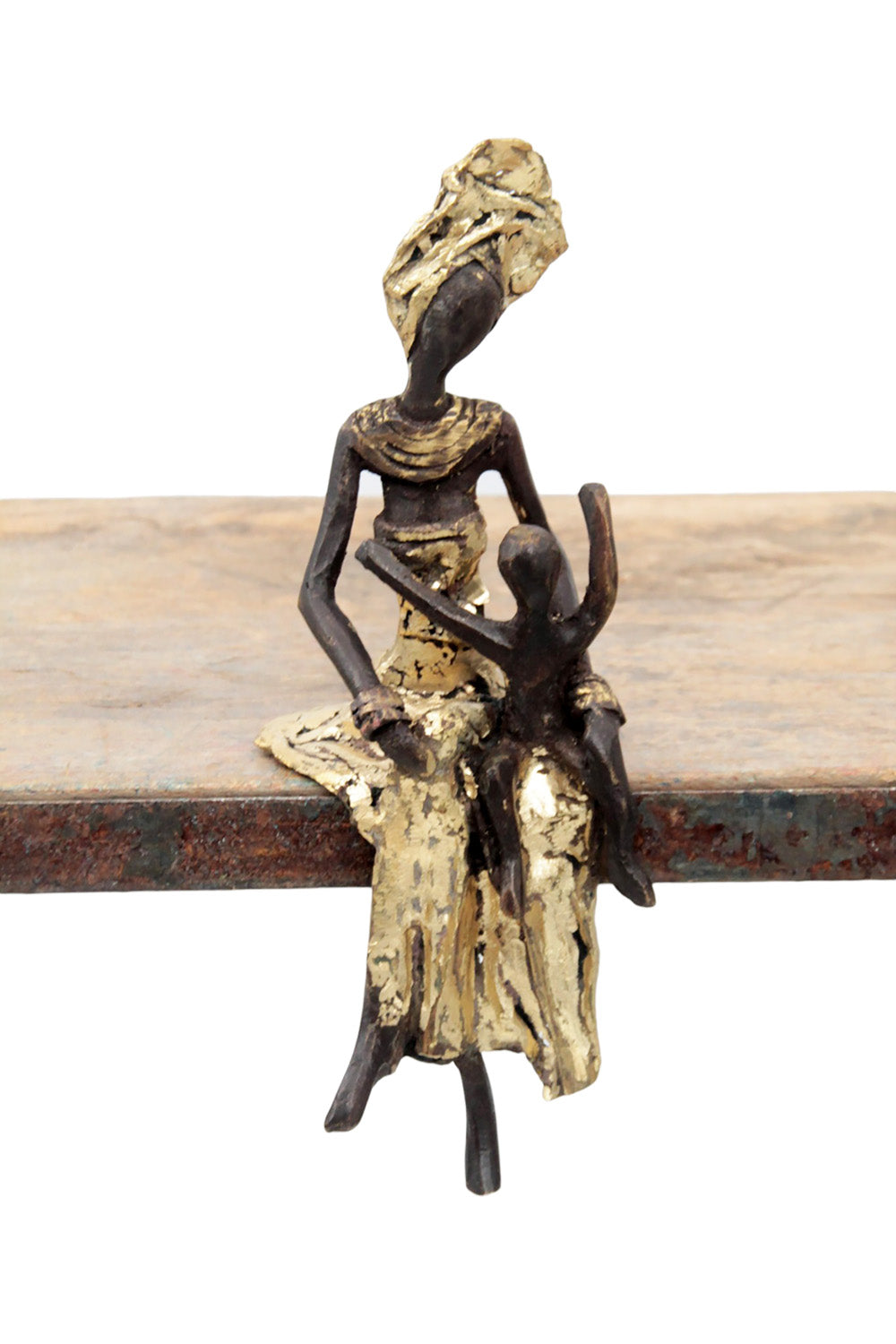 Bronze assis 15 cm doré n°2 