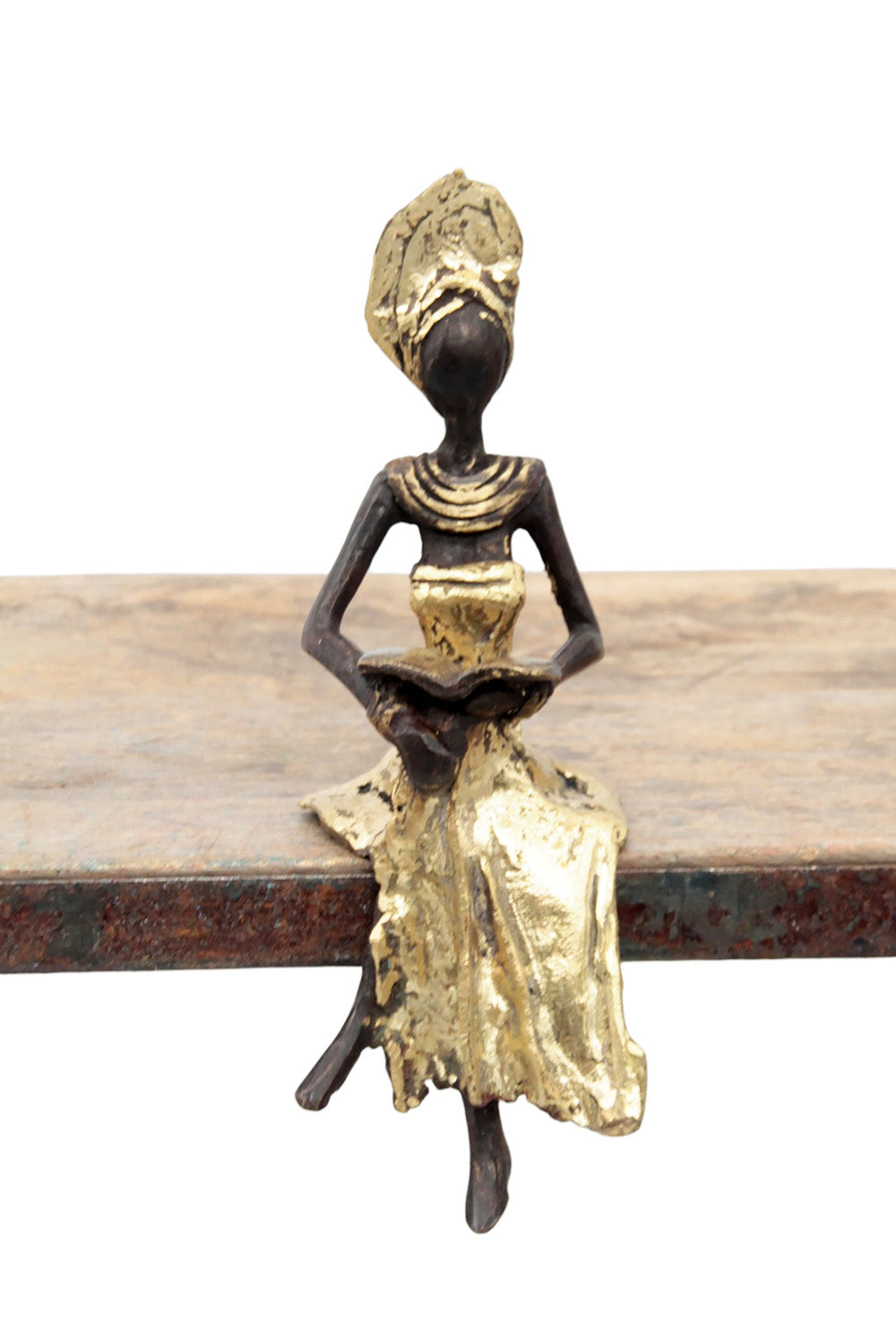 Bronze assis 15 cm doré n°3 
