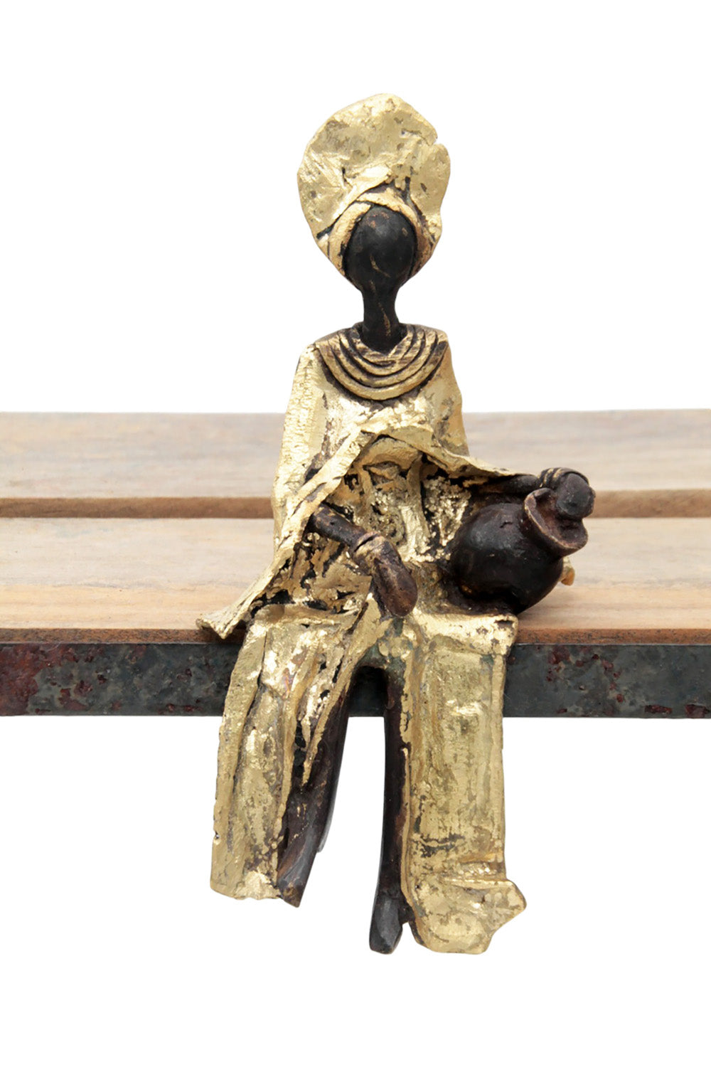 Bronze assis 15 cm doré n°5 