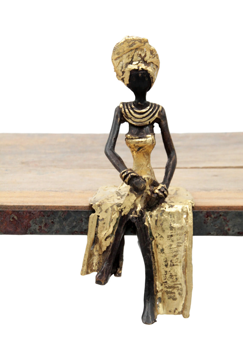 Bronze assis 15 cm doré n°7 