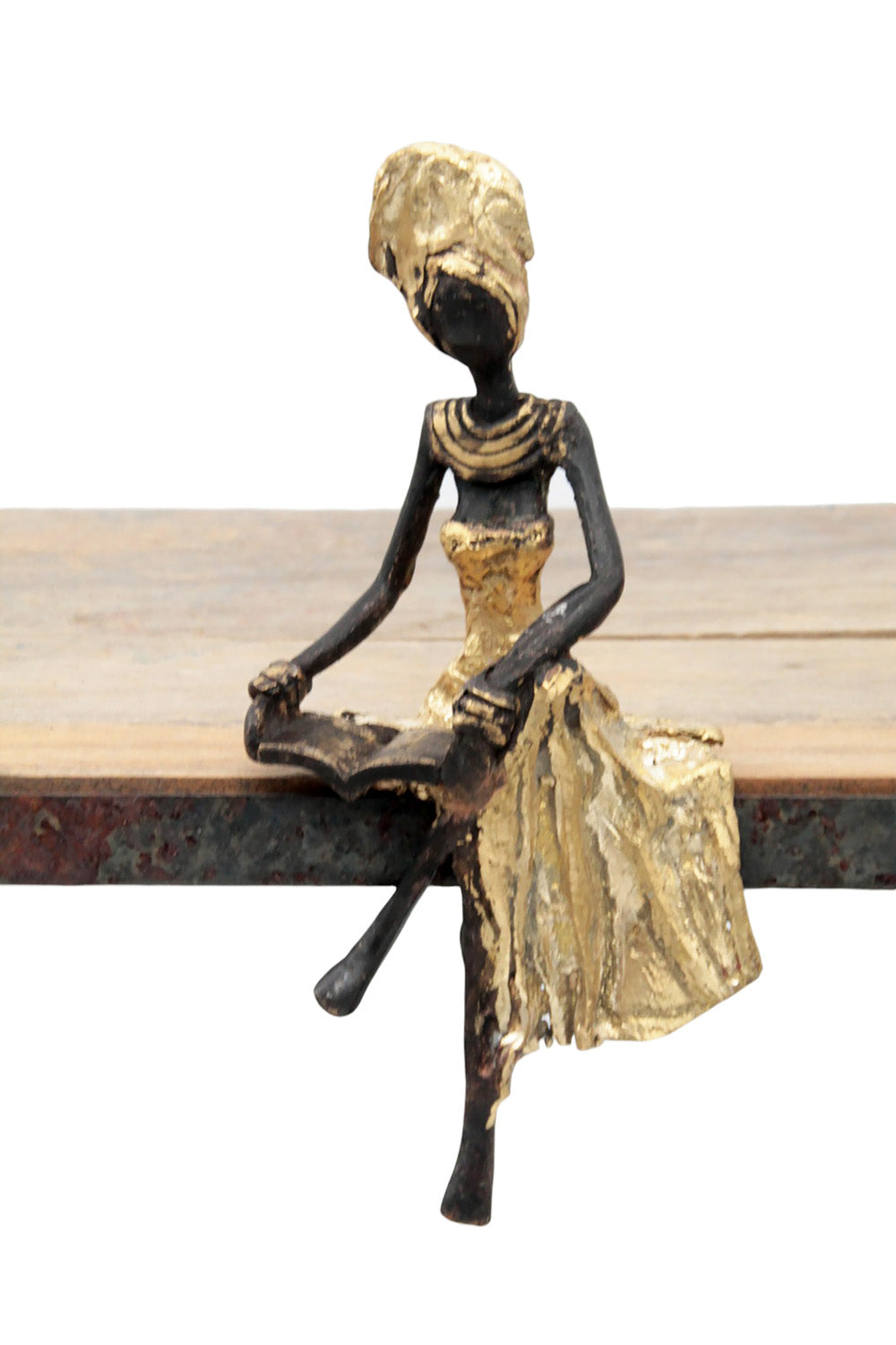 Bronze assis 15 cm doré n°8 