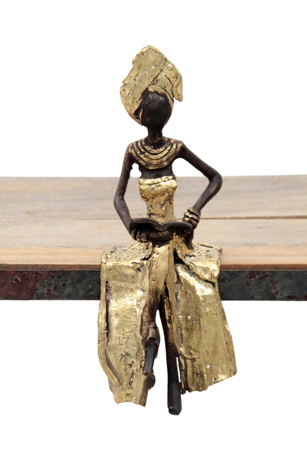 Bronze assis 15 cm doré n°9 