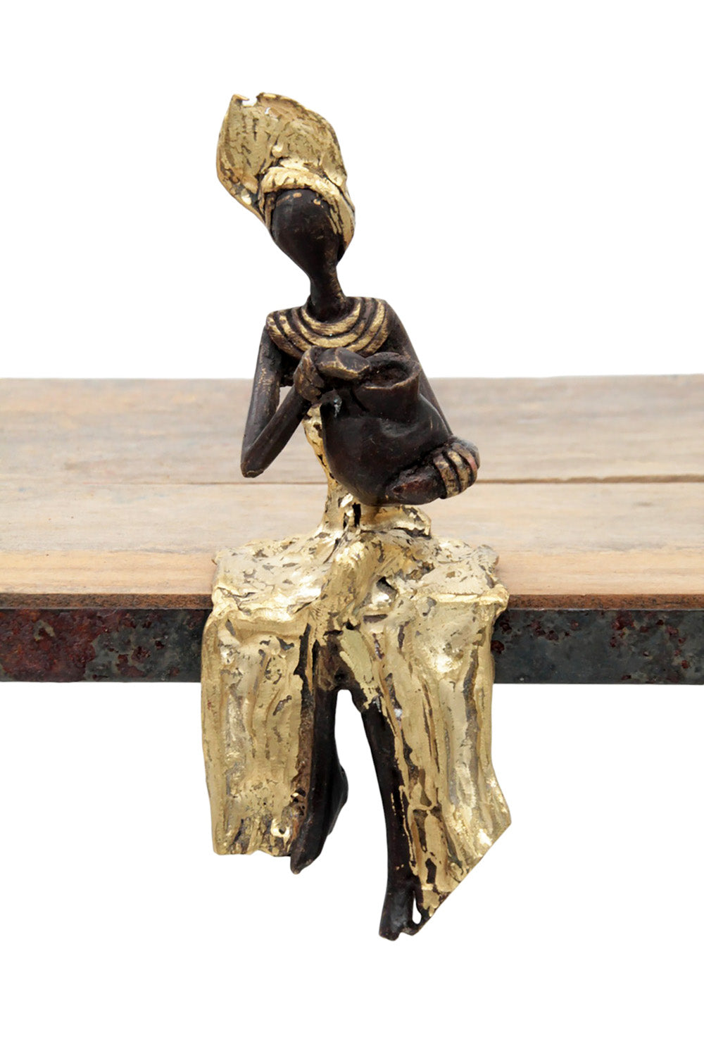 Bronze assis 15 cm doré n°11 