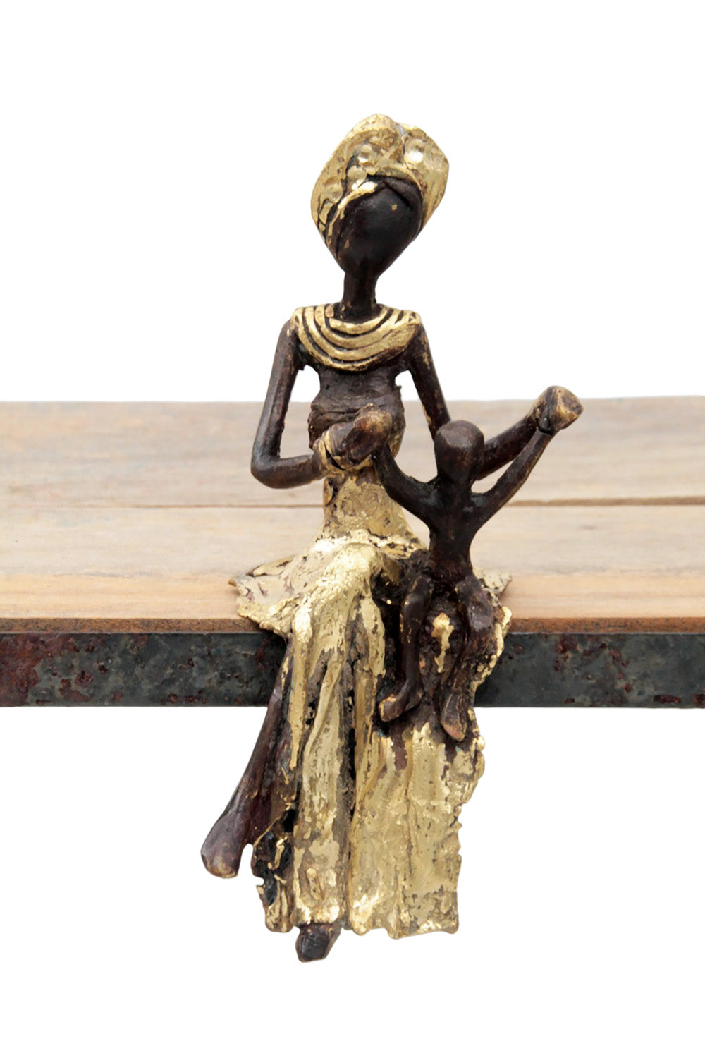 Bronze assis 15 cm doré n°12 