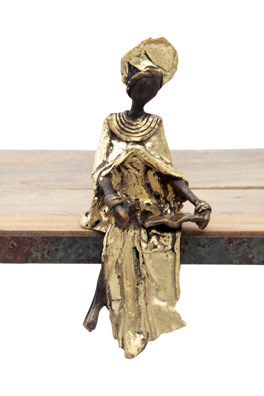 Bronze assis 15 cm doré n°14 