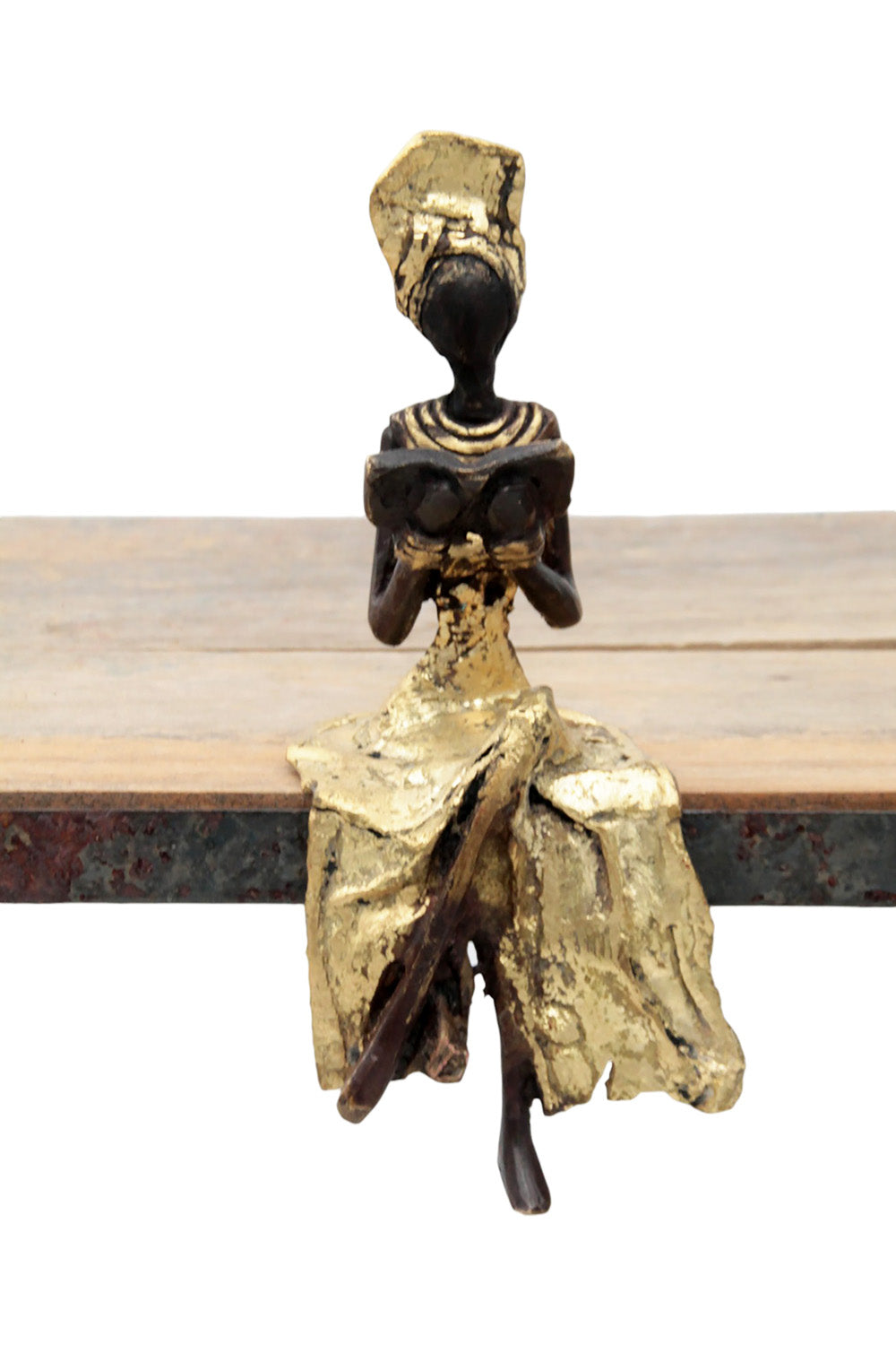 Bronze assis 15 cm doré n°15 