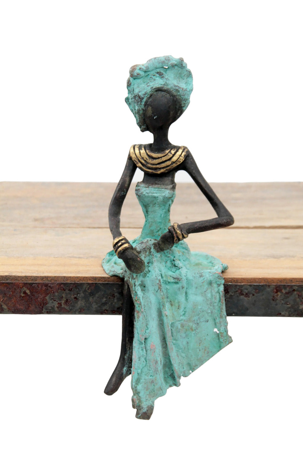 Bronze assis 15 cm turquoise n°3 