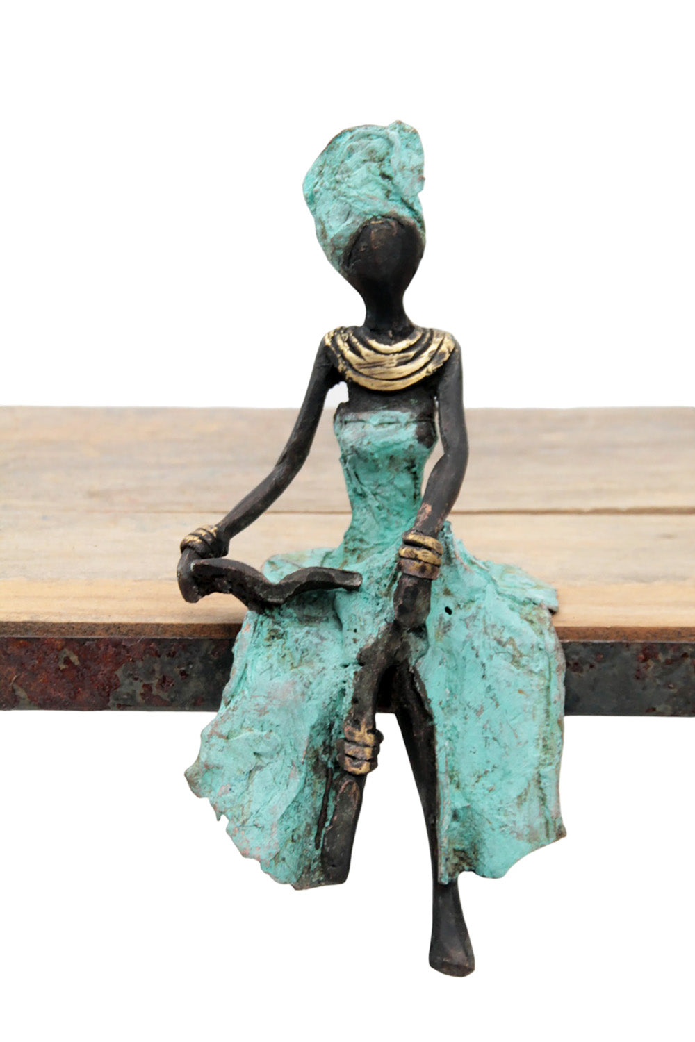 Bronze assis 15 cm turquoise n°5 