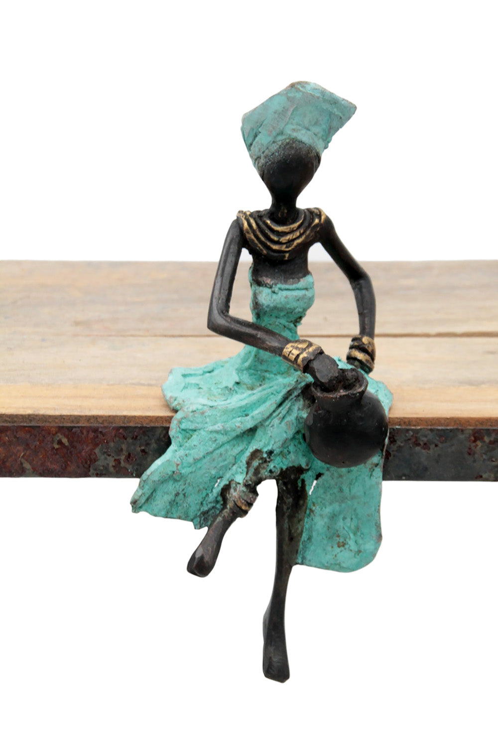 Bronze assis 15 cm turquoise n°6 