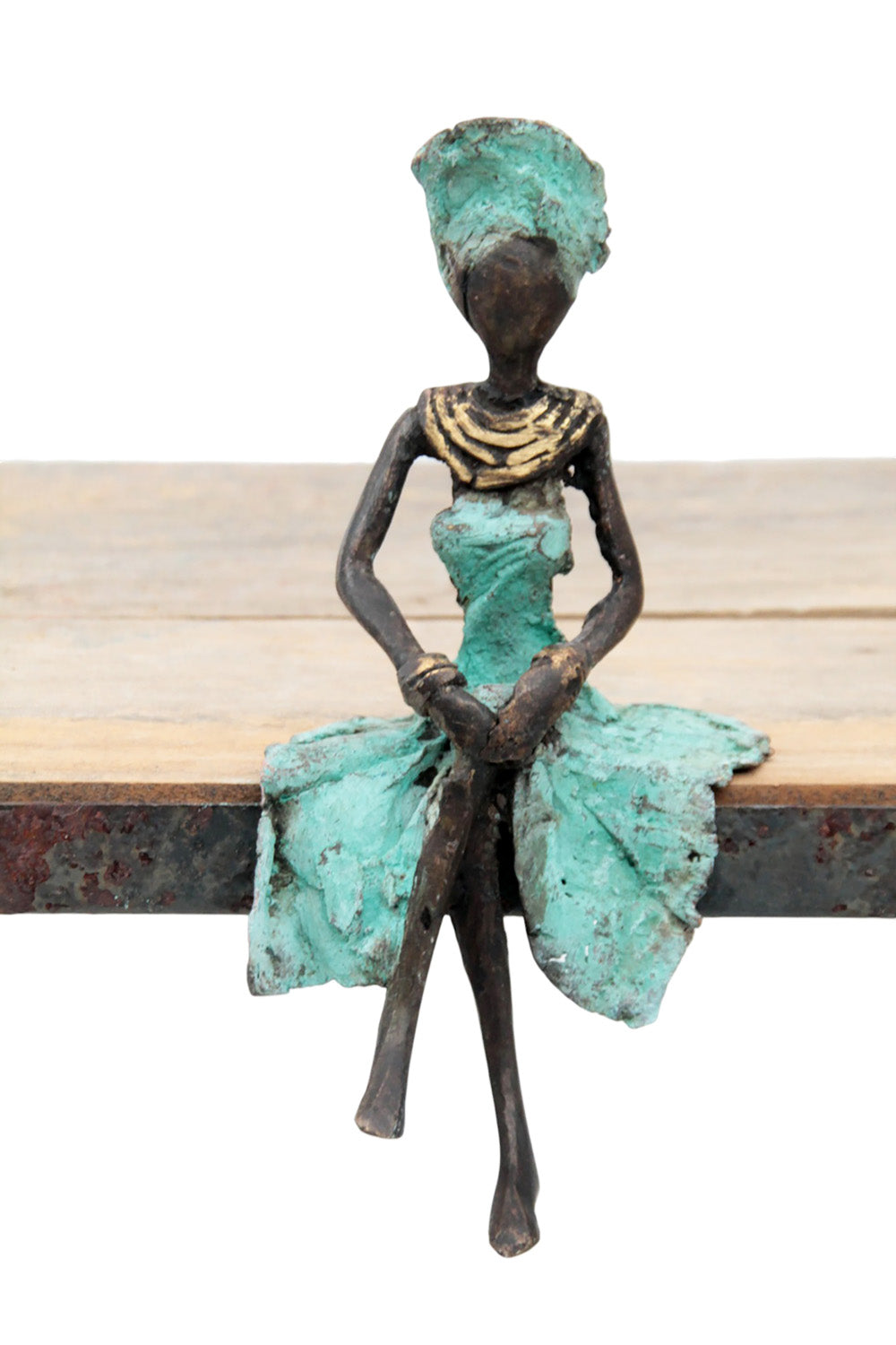 Bronze assis 15 cm turquoise n°8 