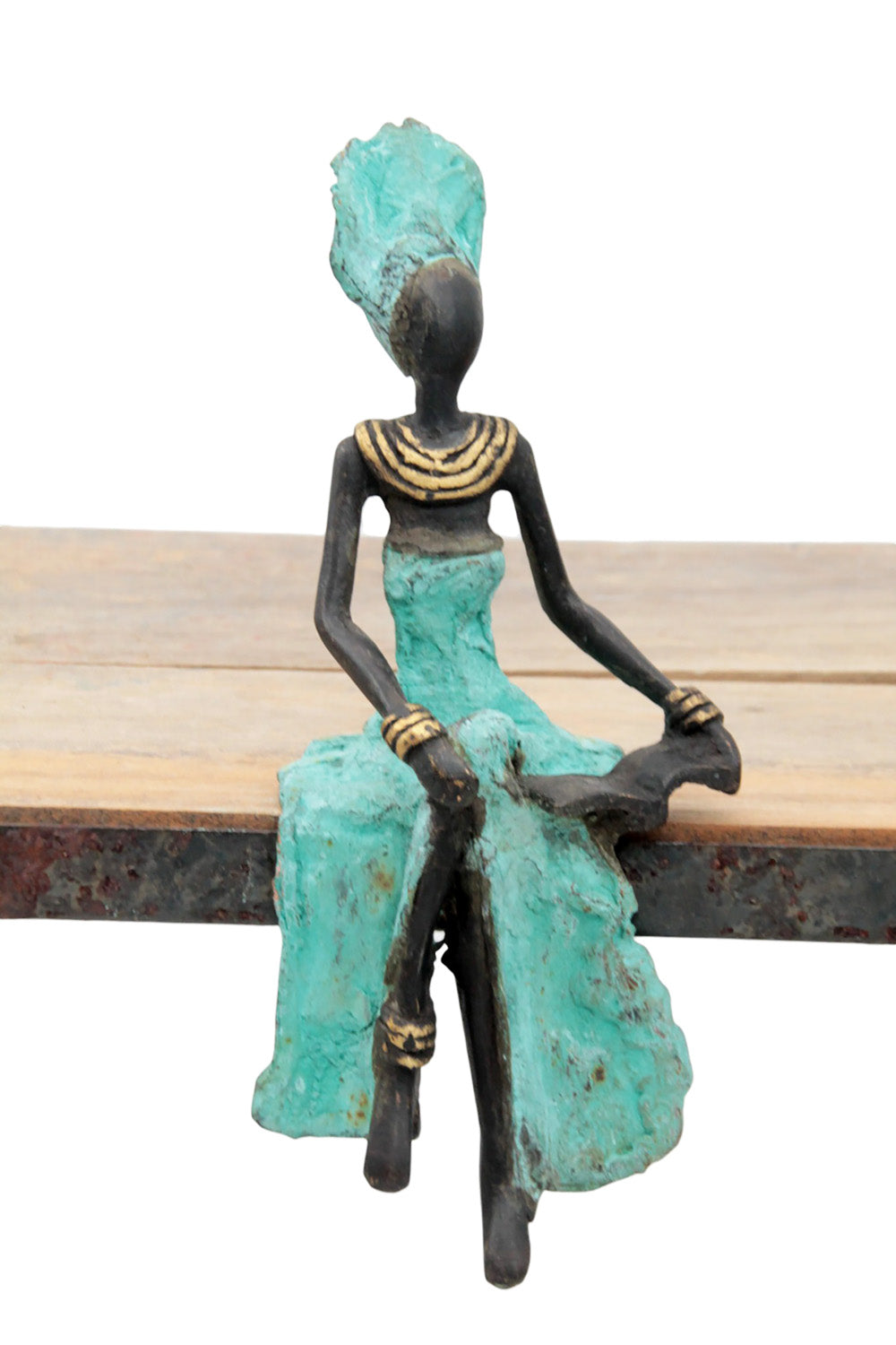 Bronze assis 15 cm turquoise n°11 