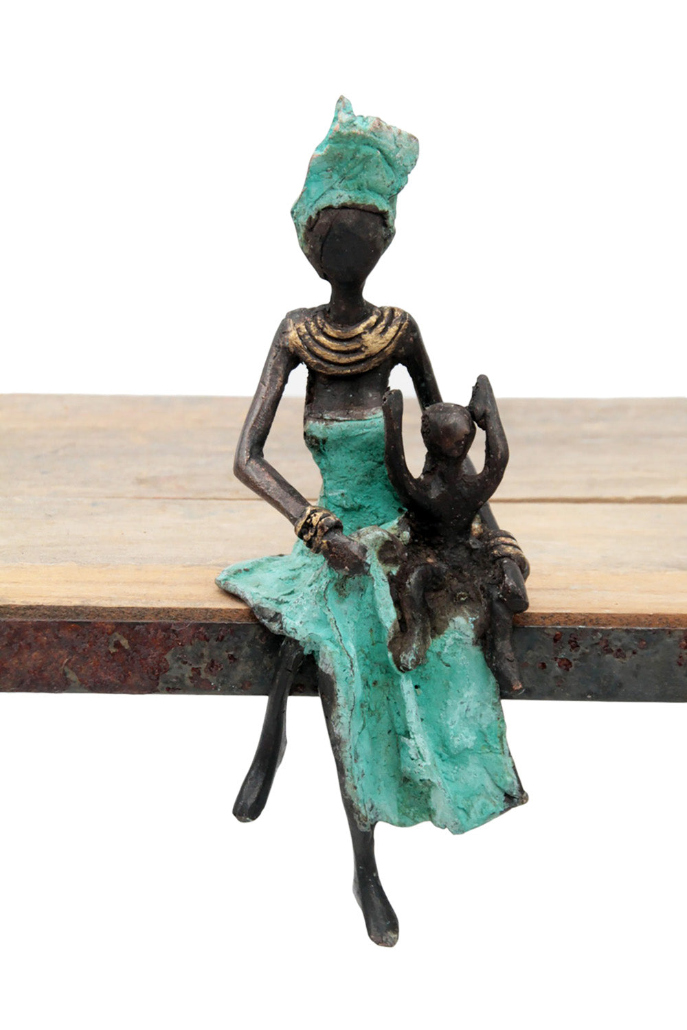 Bronze assis 15 cm turquoise n°12 