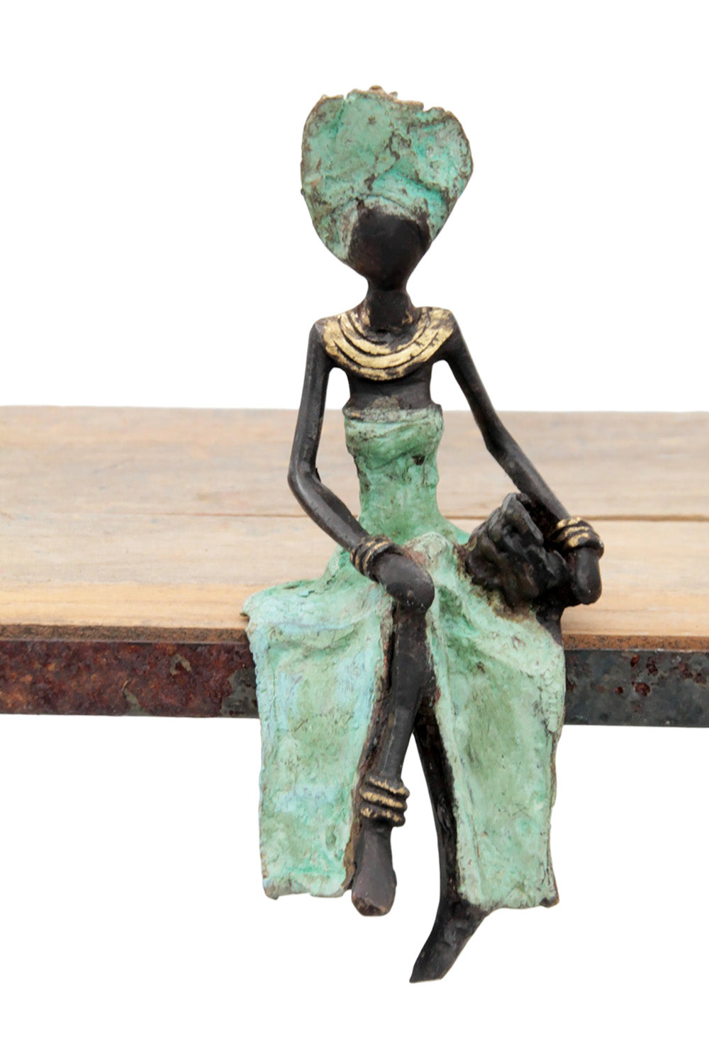 Bronze assis 15 cm turquoise n°16 