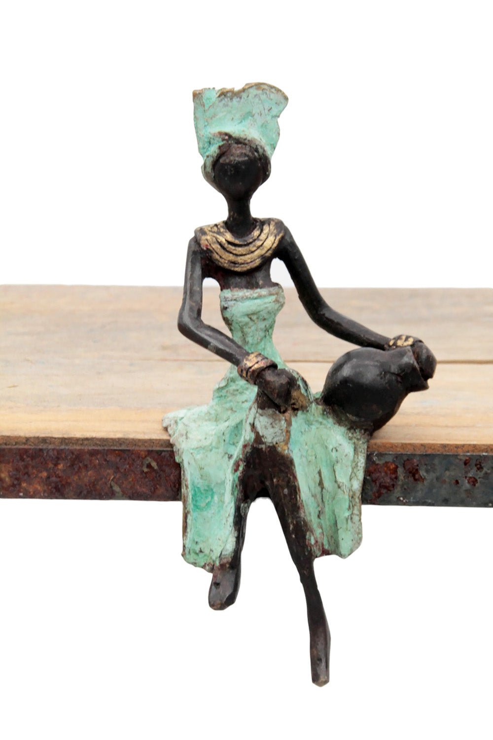 Bronze assis 15 cm turquoise n°17 