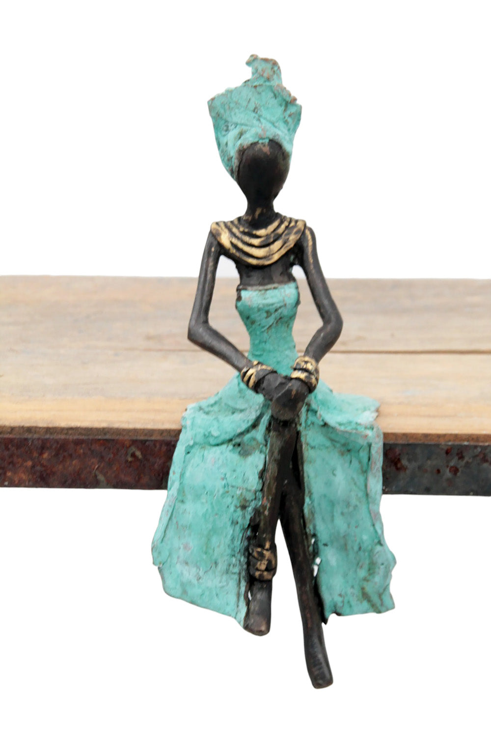 Bronze assis 15 cm turquoise n°18 