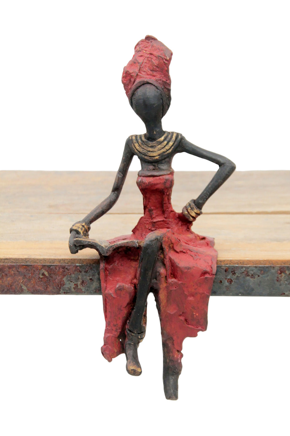 Bronze assis 15 cm rouge n°1 