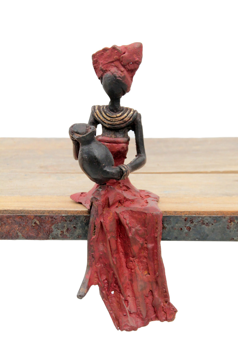 Bronze assis 15 cm rouge n°2 