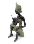Bronze assis à poser 25 cm vert n°7 Bronzes d'Afrique