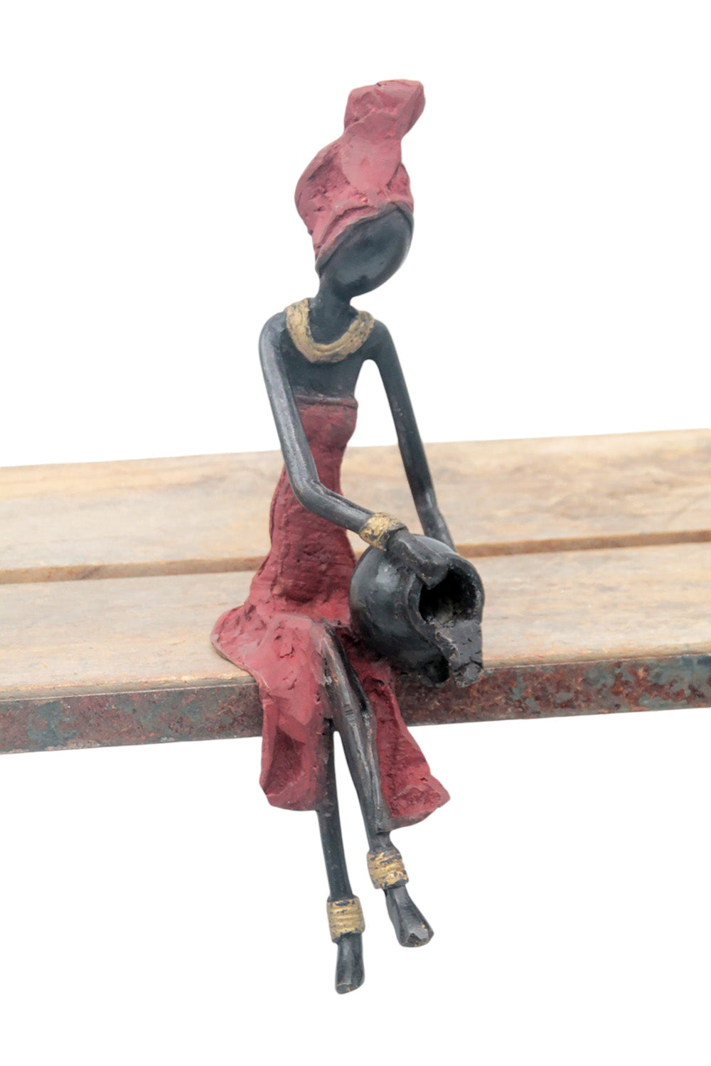 Bronze assis 25 cm rouge n°21 Bronzes d'Afrique