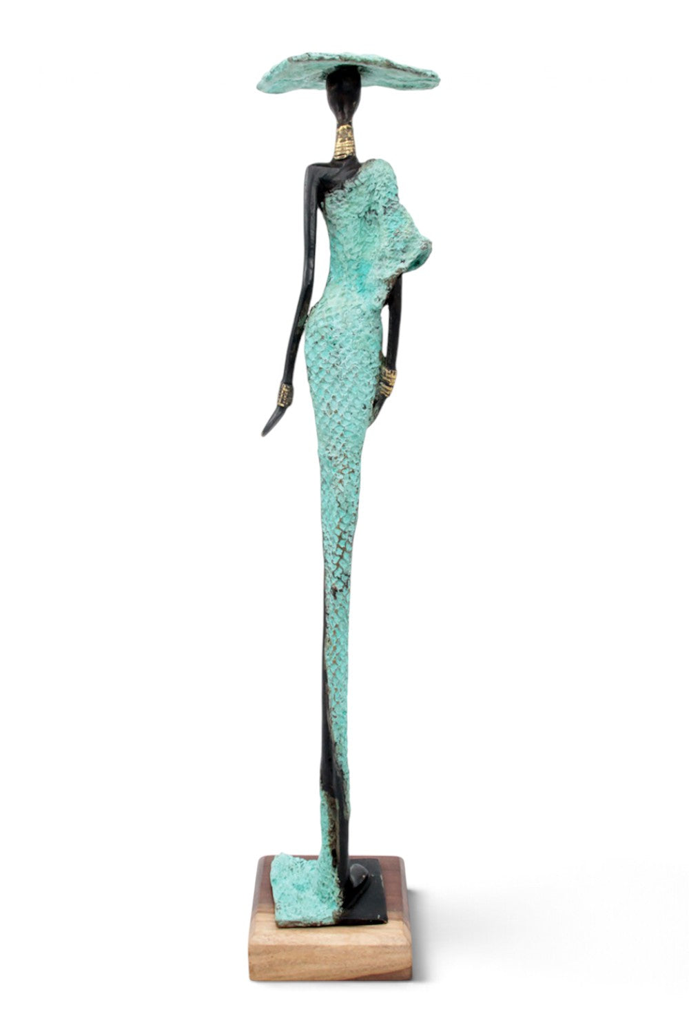 Bronze soclé 55 cm turquoise n°2 