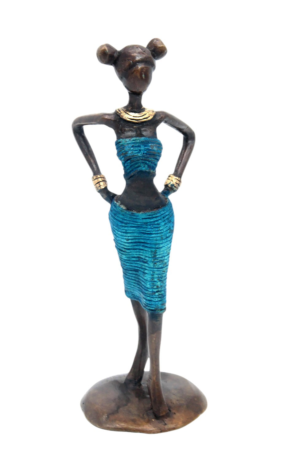 Bronze Ibrahim Dermé 25 cm bleu n°3 Bronzes d'Afrique