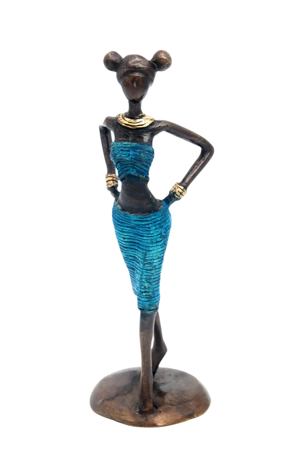 Bronze Ibrahim Dermé 25 cm bleu n°3 Bronzes d'Afrique