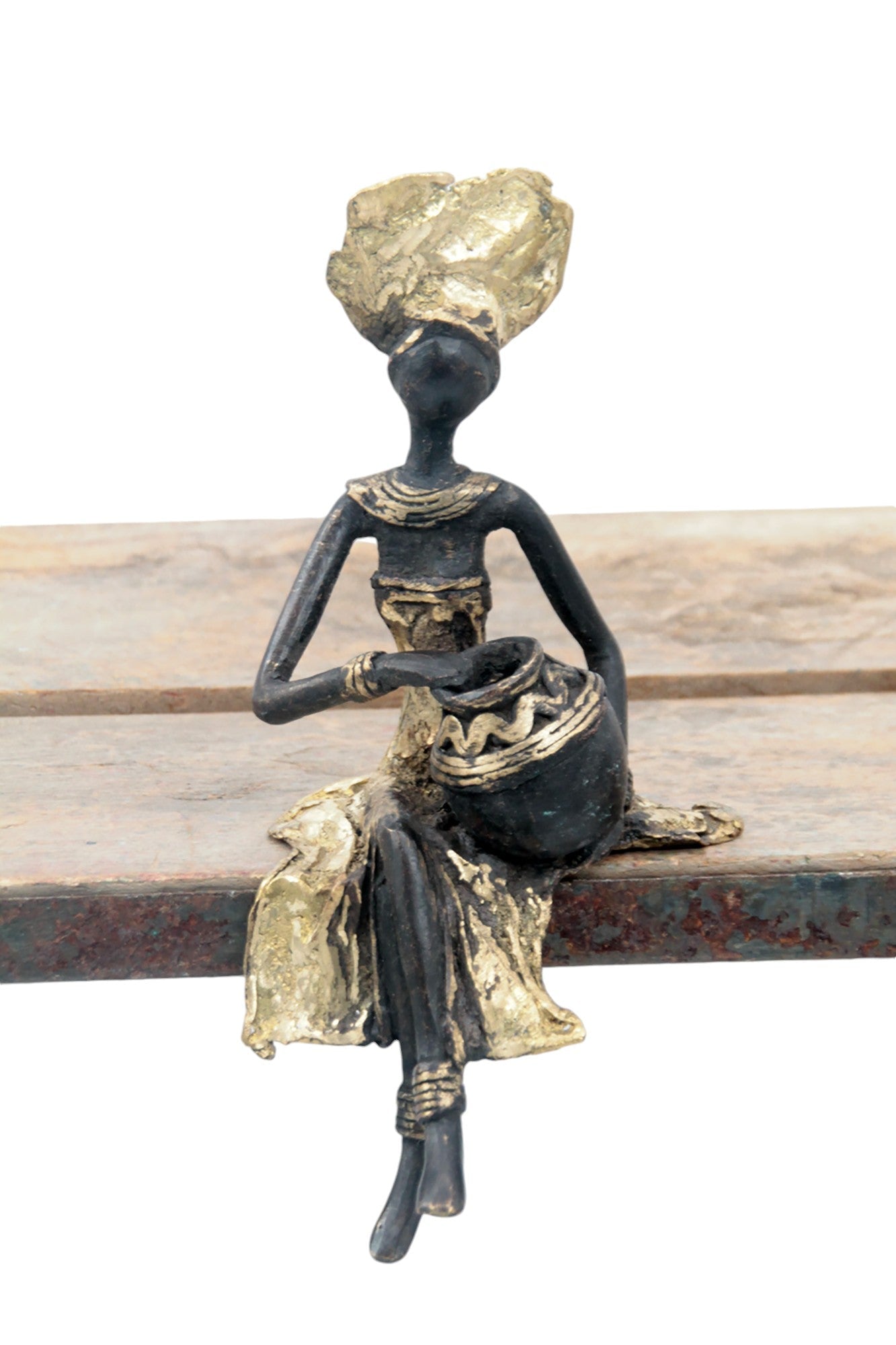 Bronze assis 20 cm doré n°2 Bronzes d'Afrique