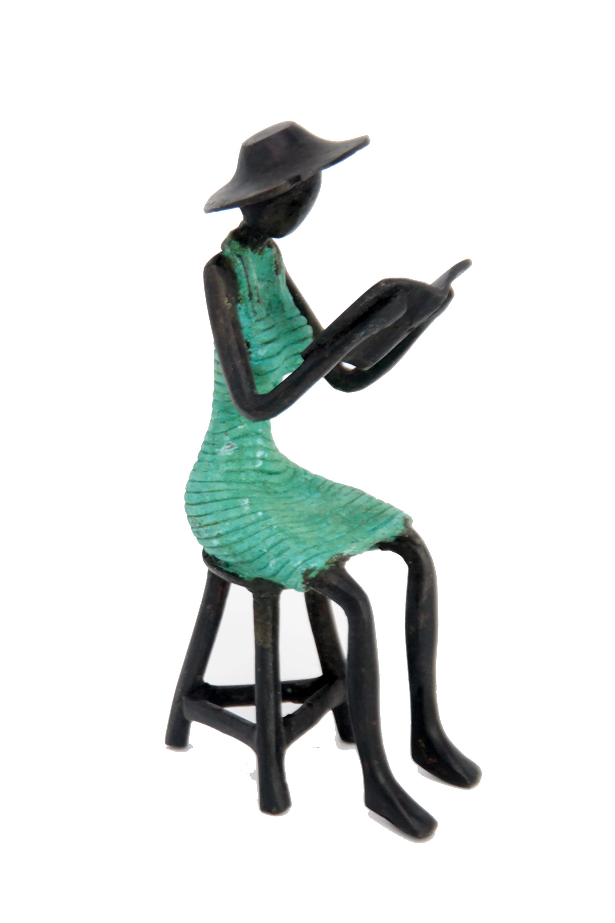 Bronze Ibrahim Dermé 20 cm vert n° Bronzes d'Afrique