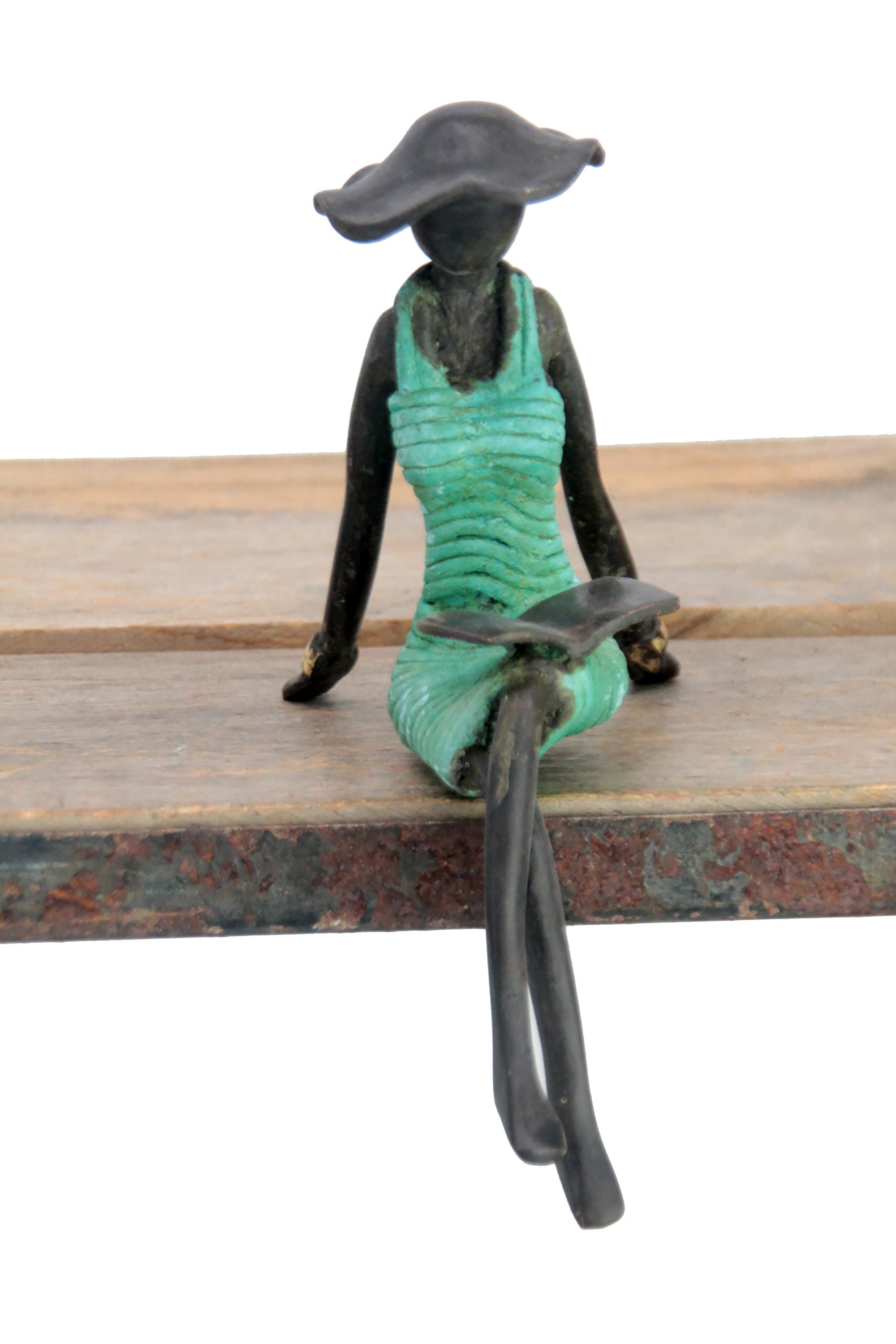 Bronze Dermé assis 20 cm vert n°1 Bronzes d'Afrique