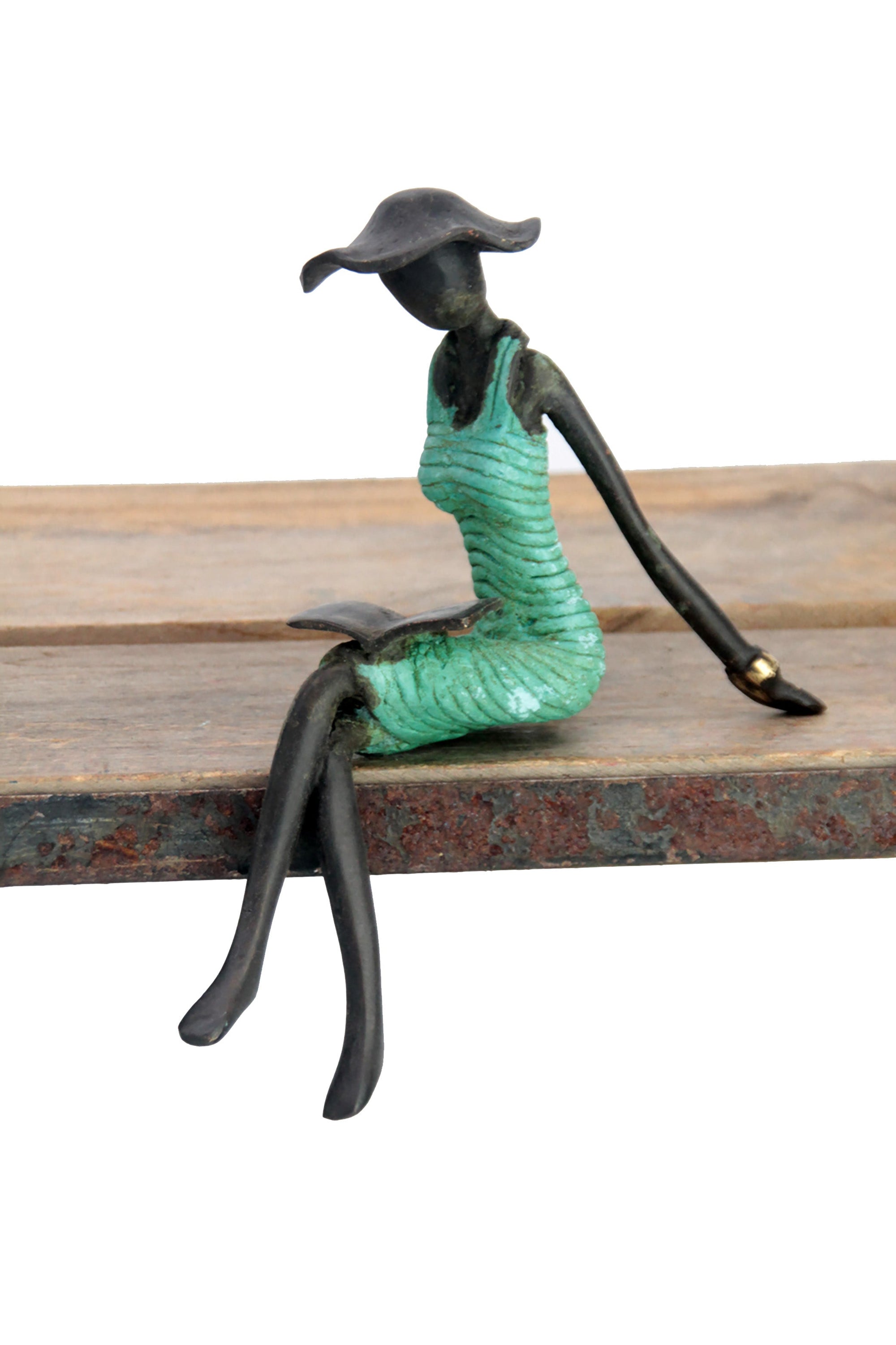 Bronze Dermé assis 20 cm vert n°1 Bronzes d'Afrique