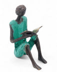 Bronze assis à poser 25 cm vert n°12 Bronzes d'Afrique