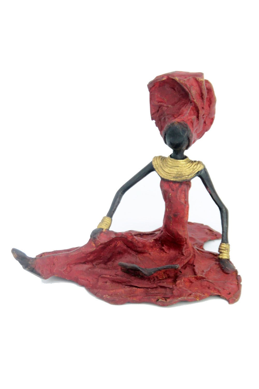 Bronze assis au sol 25 cm rouge n°4 Bronzes d'Afrique