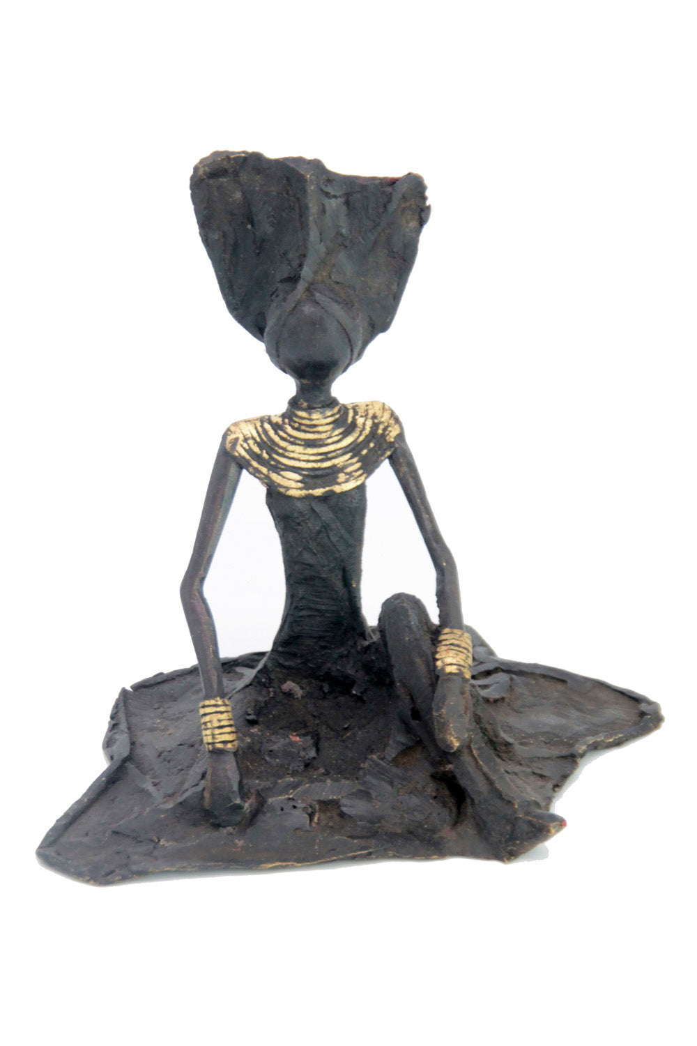 Bronze assis au sol 25 cm noir n°11 Bronzes d'Afrique
