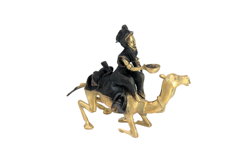 Chamelier 25 cm noir &amp; doré n°1 Bronzes d'Afrique