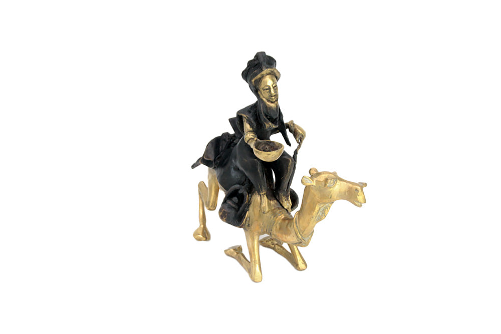 Chamelier 25 cm noir &amp; doré n°1 Bronzes d'Afrique