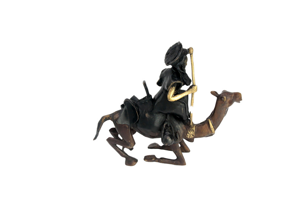 Chamelier 25 cm noir &amp; doré n°2 Bronzes d'Afrique