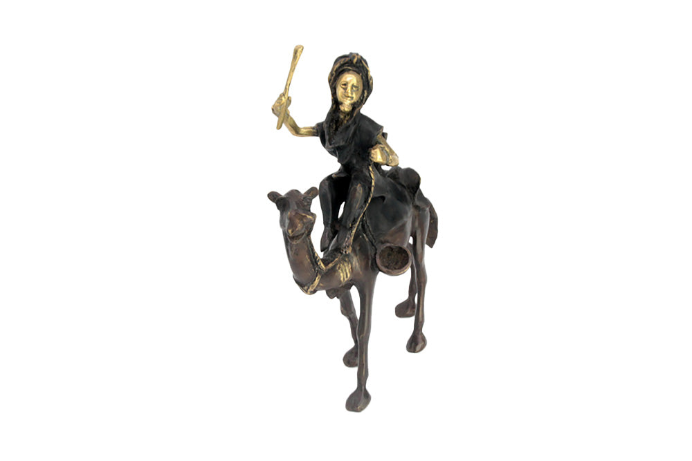 Chamelier 25 cm noir & doré n°3 Bronzes d'Afrique