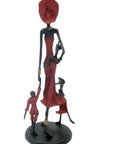 Bronze 3 enfants 35 cm rouge Bronzes d'Afrique