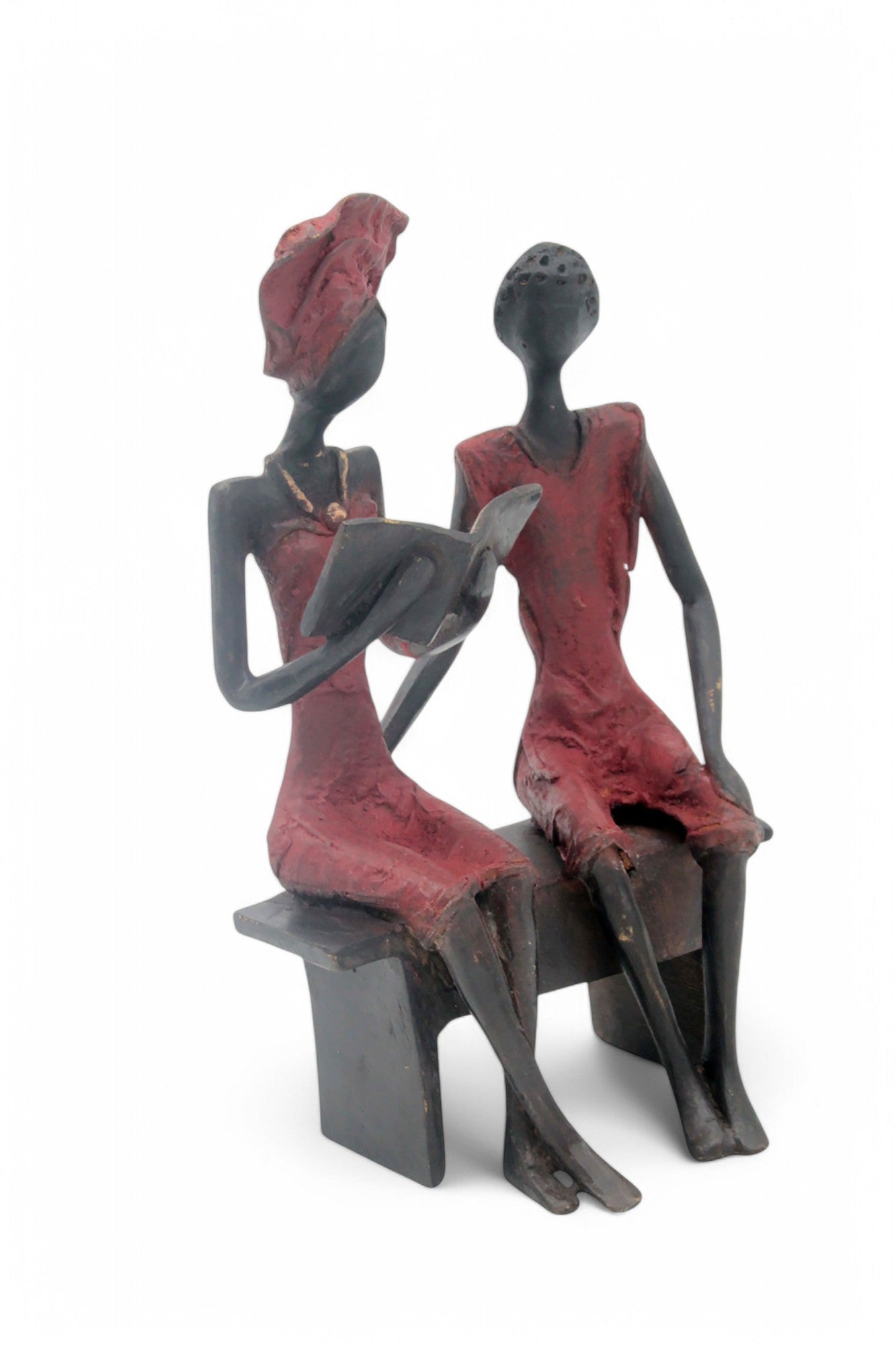 Bronze couple assis 20 cm rouge n°1 Bronzes d'Afrique