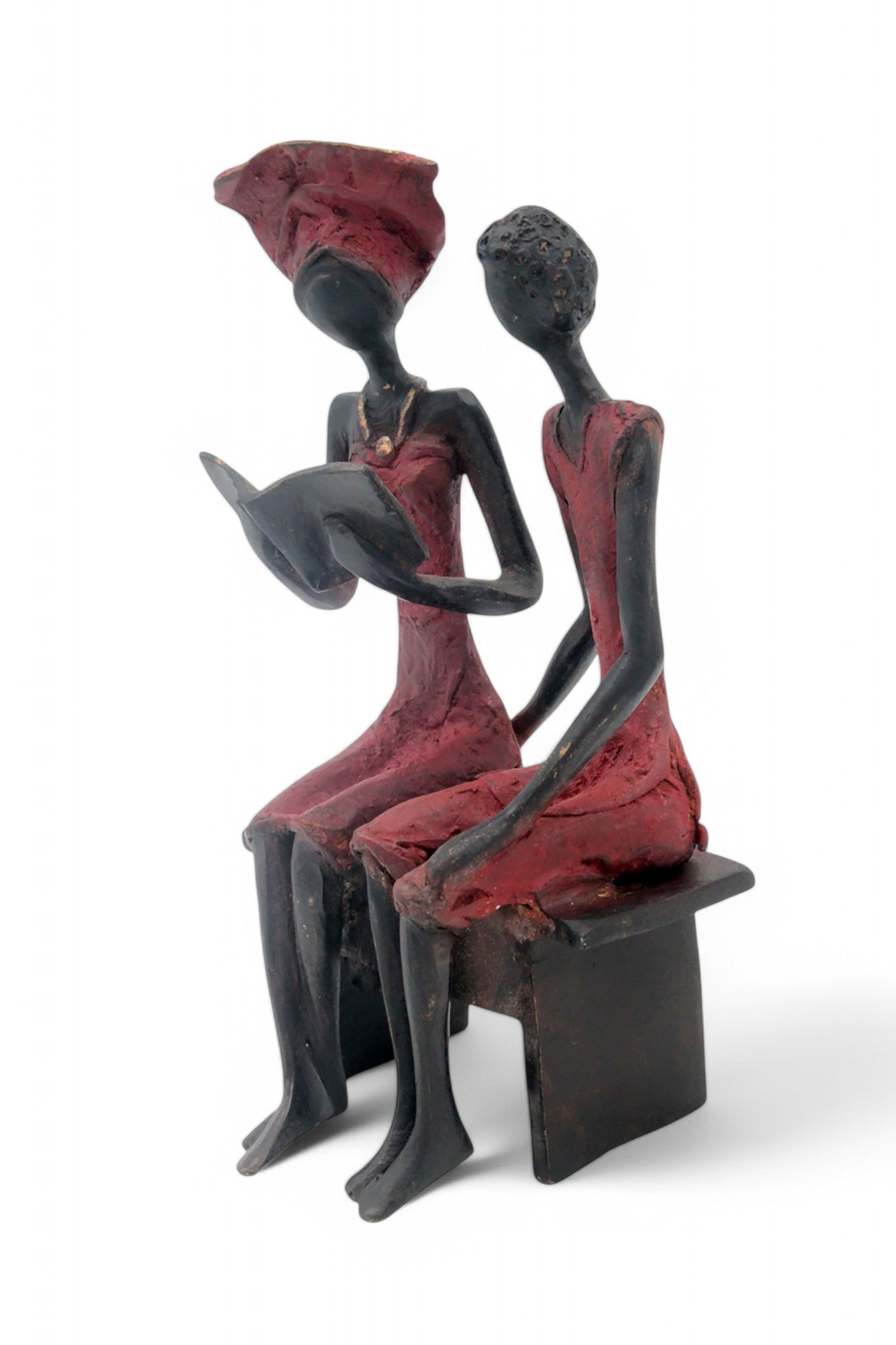 Bronze couple assis 20 cm rouge n°1 Bronzes d'Afrique